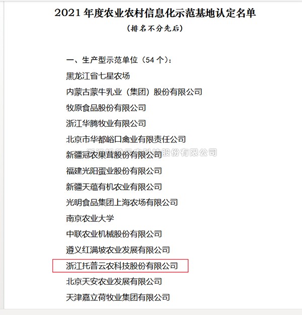 托普云農(nóng)入選2021年度全國(guó)農(nóng)業(yè)農(nóng)村信息化示范基地